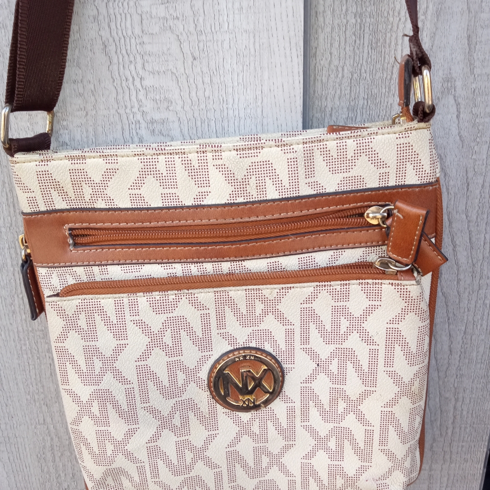Brown and Cream Crossbody Bag